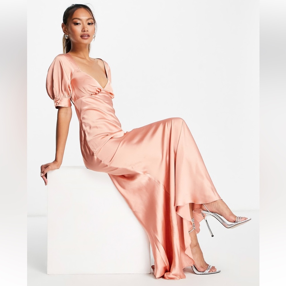 ASOS Pink Bias Cut Maxi Tea Dress Size 12